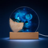 Resin Night Light with Wooden Base Corded Astronaut -Friendly-Friendly Astronaut Lamp for Bedroom