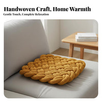 Solid Color Woven Seat Cushion Modern Simple Design Braided Square Cushion Soft and Comfortable for Home Decorators, Students, Sofa, Bedroom