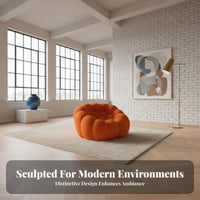 Vacuum Compressed Pumpkin Sofa Breathable Textile Single Lazy Sofa Sturdy and Long-Lasting Pumpkin Accent Chair High-Density Foam for Apartment Dwellers, Young Adults, Homeowners, Bedroom, Reading Nook, Lounge Area, Office