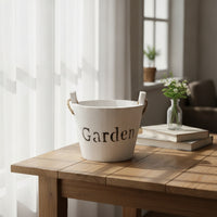 Distressed Planter with Rope Handles Small Rustic Wooden Pot Lightweight Planter with Rope Vintage for Windowsill