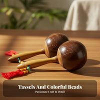 Polished Finish Percussion Maraca Tapered Handle Handheld Maraca Rounded Head Wooden Shaker Smooth