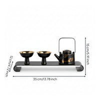 Chinese Tea Set Footed Cups Dark Tea Set Curved Spout Ceramic Ware