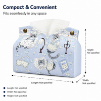 Waterproof Tissue Box Cover, White Leather Tissue Box Holder with Cartoon Print, 24x20x17.5cm Pull-Out Tissue Holder for Car, Living Room, Bathroom
