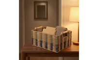 Woven Paper Rope Storage Basket Handmade Storage Basket with Handles Sturdy for Countertop, Kitchen