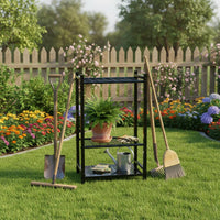 Sturdy Metal 3 Tier Garden Tool Rack Large Capacity Adjustable Foot Tool Organizer Heavy Duty for Patio