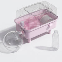 Double Layer Hamster Cage Villa with Handle, Square Transparent Detachable Habitat, Portable Outdoor Travel Carrier for Small Pets