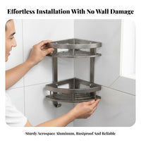 No-Drill Installation Bathroom Corner Shelf Rust-Proof Corner Shower Organizer Rustproof for Homeowners, Families, Restroom, Bathtub