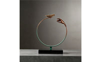 Butterfly Loop Sculpture Copper Detail Geometric Table Sculpture Centerpiece Metal Loop Decor for Living Room, Study