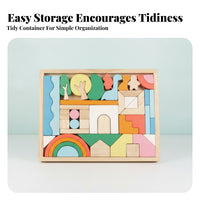 Wooden Block Puzzle Toy Storage Tray Shape-Recognition Block Puzzle Wooden Shape Sorter Hand-Eye Coordination