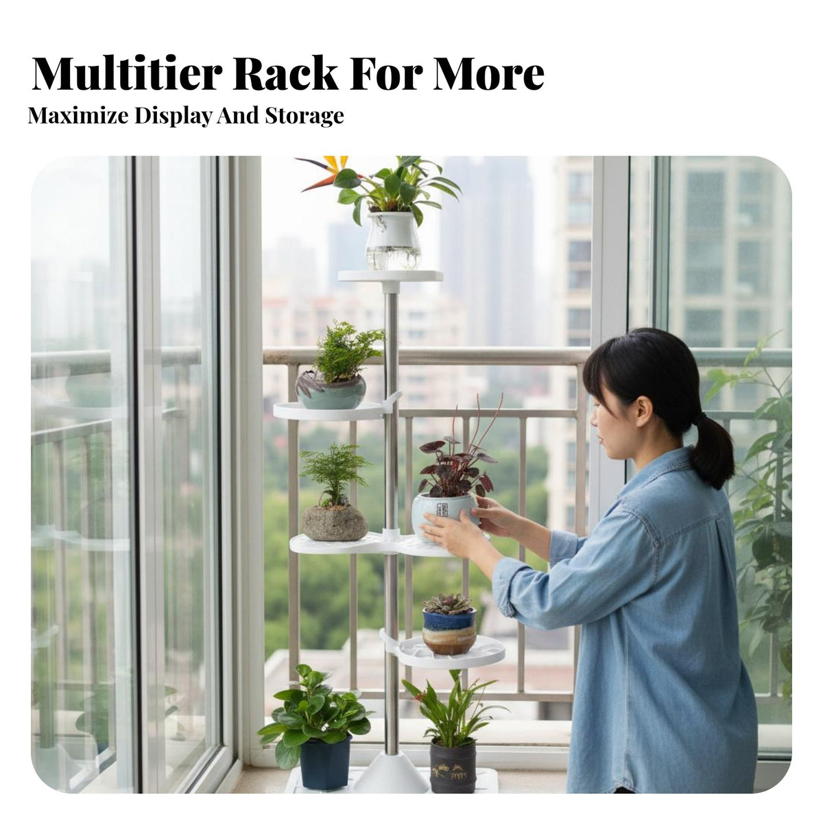 Space-Saving Hanging Railing Rack Anti-Rust Hanging Railing Basket Weather-Resistant Balcony Shelf Adjustable Hooks for Apartment Dwellers, Gardeners, Homeowners, Patio, Porch, Window, Fence
