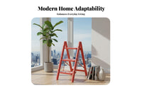 Foldable 3-Step Folding Ladder Space-Saving 3 Step Ladder Multi-Functional Lightweight Kitchen Stool Stylish Design for Homeowners, Homemakers, Indoor & Outdoor, Living Room, Office, Garage