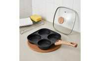 Four-Cavity Frying Even-Heating Pan Heating Multi-Cavity Pancake Griddle Comfortable Grip 4-Cup Egg Cooker Pan for Families, Kitchen, Rv