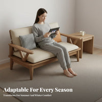 3-Seater Wooden Frame Settee New Chinese aesthetic Living Room Seating Group Modern Minimalist Design Sofa for Homeowners, Apartment, Lounge Area, Study