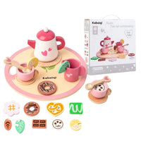 12 Pieces Wooden Tea Set Preschool Pretend Tea Set Wooden Playset Kids Colorful for Nursery