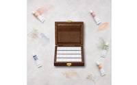 24 Compartments Wood Art Storage Box Divided Insert Art Supply Organizer Box Hinged Lid Metal Clasp