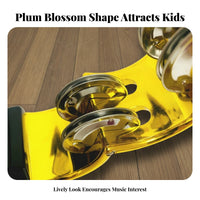 Double Row Tinkle Tambourine Crisp Percussive Sound Double Row Tambourine Easy to Blooming Design Shaped Hand Bell for Children, Beginners, KTV