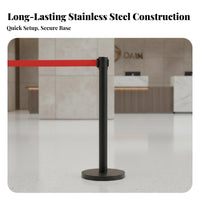 Retractable Belt Stanchion Heavy-Duty Base Stainless Steel Crowd Control Post Sturdy Construction Queue Line Barrier Post for Banks, Airports, Venues