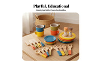 Great Gift Tea Party Playset Realistic Design Kids Play Food Set Colorful Pieces Wooden Tea Party Set Screen-Unplugged Fun for Girls, Preschoolers, Toddlers