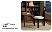 Solid Wood Frame Keyhole Back Dining Chair Unique Design French Retro Makeup Chair Ergonomic Backrest Vanity Stool for Interior Designers, Homeowners, Women, Dressing Room, Bedroom, Home Office
