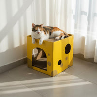 Sturdy Construction Cheese Box Cat Scratcher Long-Lasting Cardboard Cat Scratcher