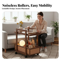 Movable with Wheels 2-Tier Rolling Trolley Multi-Functional Mobile Storage Versatile Functionality Household Furniture Space-Saving for Apartment Dwellers, Interior Design Enthusiasts, Living Room, Bedroom, Balcony, Bathroom