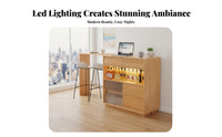 Space-Saving Extendable Bar Table Ample Storage Solid Wood Home Bar Unit Modern Aesthetic Extendable Sideboard Table Adjustable Shelves for Apartment Dwellers, Homeowners, Couples, Small Areas, Balcony, Living Room, Entryway