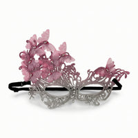 Butterfly Masquerade Mask Adjustable Lace Mask with Rhinestones Ornate for Women