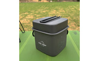 2 Pieces Folding Handles Square Camping Pot Matte Gray Nesting Cookware Set Mesh Storage Pouch Aluminum Camping Cookware Compact