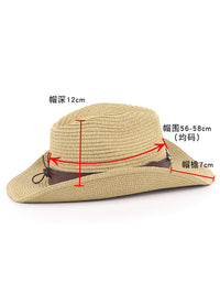 夏季新款欧美西部牛仔草帽户外休闲防晒帽翘檐帽遮阳帽子草编牛仔