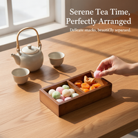 Walnut Wood Divided Serving Tray for Hot Pot Dishes, Snacks, Dried Fruits, and Tea Desserts