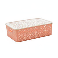 Decorative Storage Box Versatile Hollow Storage Basket Stackable Lace Pattern Organizer Bin for Desktop, Washroom, Living Room