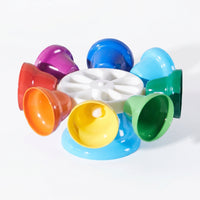 8 Pieces Compartmented Packaging 8-Note Bell Instrument Glossy Rotating Bell Toy Translucent Rainbow Desk Bells White Center for Children