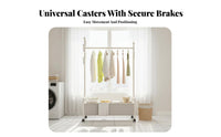 Multi-Functional Clothes with Shoe storage-efficientSaving Garment Rack Stable Design Clothing Stand sturdyDuty for Students, Renters, householders, Bedroom, Dorm Room, Entryway, Balcony
