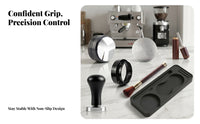 7 Pieces Matte Black Portafilter Set Storage Tray Espresso Tamper Set Molded Compartments Coffee Tool Kit Knurled