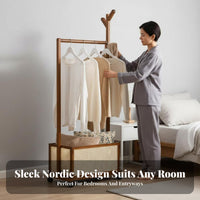 Open Design Clothes Rack with Shelves Multi-Functional Freestanding Organizer with Shelves Space-Saving Garment Stand Sturdy and Stable for Apartment Dwellers, Students, Homeowners, Entryway, Hallway, Dorm Room, Corner