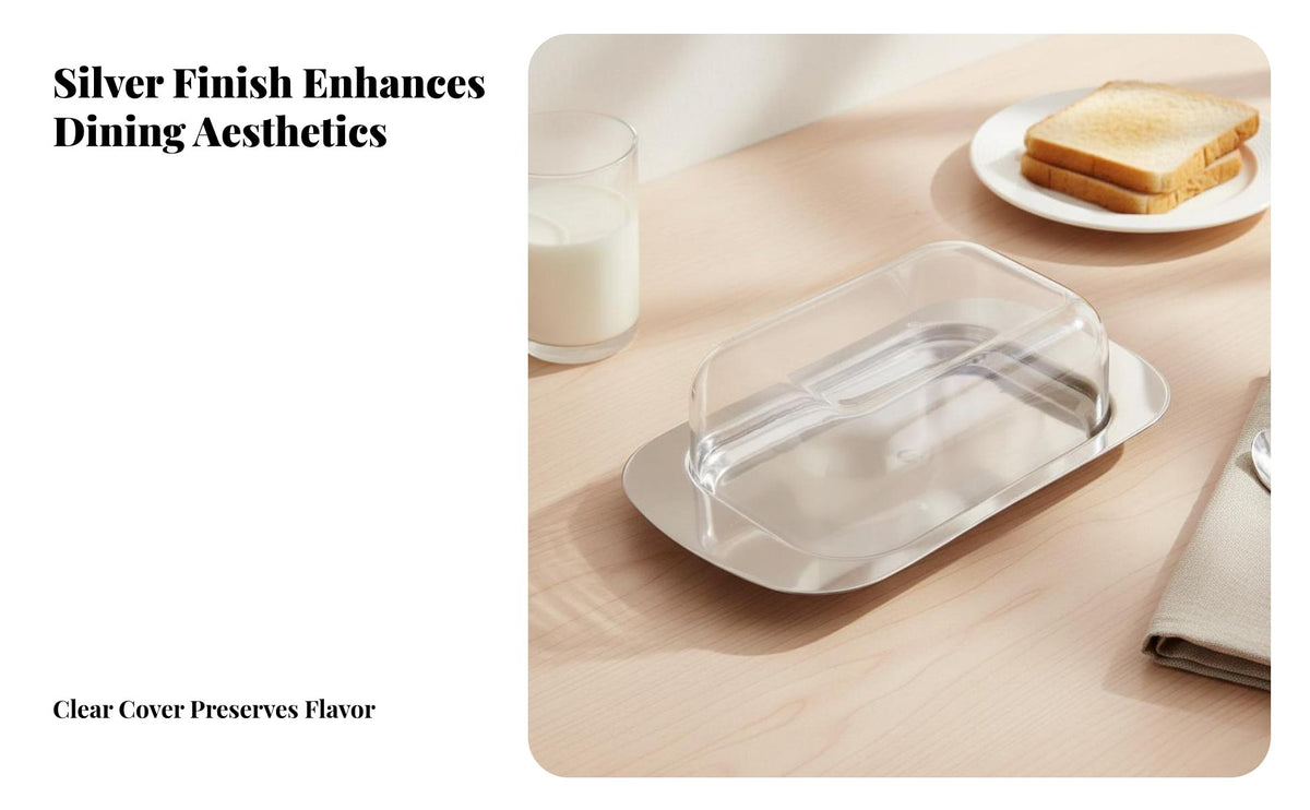 Stainless Butter Keeper Dish Fresh Keeping Butter Dish with Lid Sturdy Covered Cheese Server for Home Cooks, Families, Kitchen, Restaurant, Breakfast