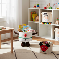 Large Footprint Storage Basket with Lid - Dopamine Hug Bucket Woven Organizer for Snacks and Toys