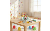 24 Pieces Sliceable with Hook-and-Loop Fastener Wooden Birthday Cake Toy Polished Edges Play Food Birthday Cake Sturdy and Sturdy Wooden Food Cutting Set Educational for Toddlers