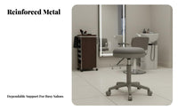 360-Degree Swivel Adjustable Wheeled Stool Effortless Rolling Wheels Adjustable Five-Wheel Stool Floor-Friendly Casters Seating Furniture Padded Cushion for Hairstylists, Professionals, Beauty Salon, Barbershop, Studio Parlor
