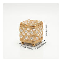 Gold-Tone Jewelry Box with Crystal Embellishments Decorative Jewelry Box with Crystals Ornate Glittering for Women, Vanity, Dresser, Bedside Table