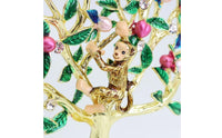 Peaches Tree with Golden Simian-Tone Peaches Tree Ornament Enamel-Style Sculpture for Homeowners, Entryway Table