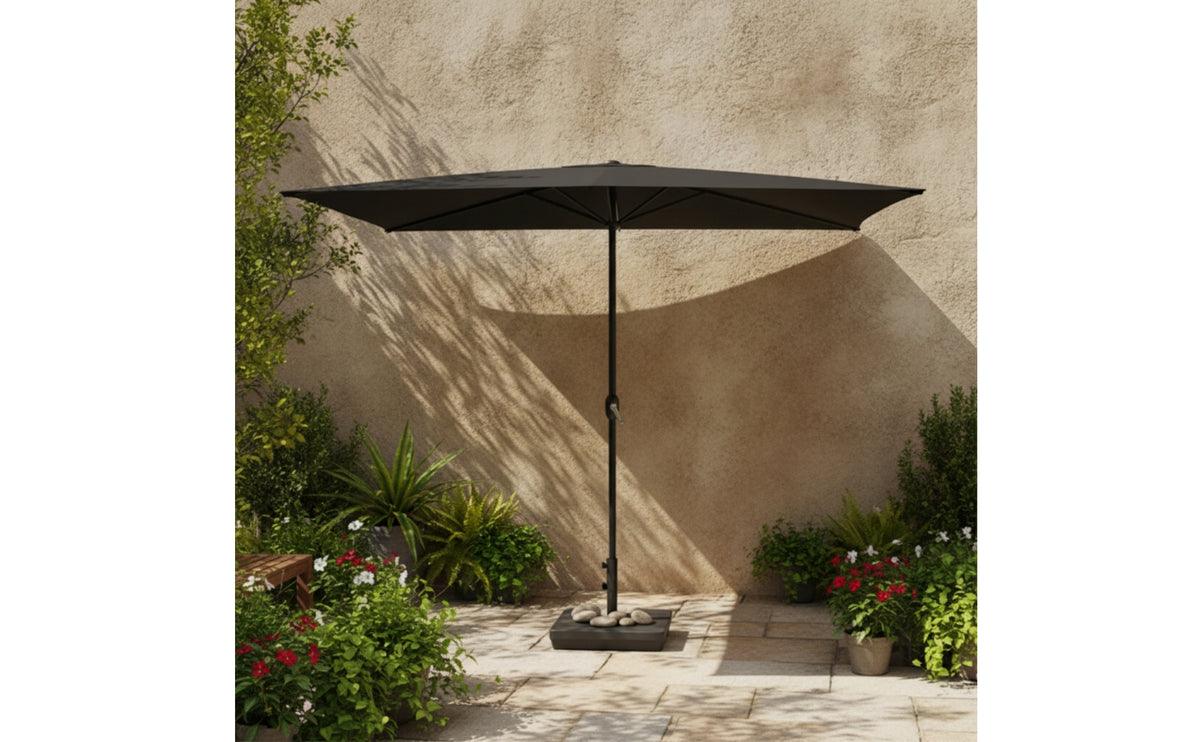 Half Rectangular Outdoor Shelter-Saving Wall-Side Umbrella Easy to Install Rectangular Parasol for Balcony, Garden
