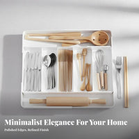 Expandable Cutlery Tray Multi-Compartment Expandable Utensil Holder for Bathroom