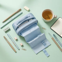 Layered Interior Foldable Pencil Case Top Handle Retractable Pencil Case Transparent Pocket Stationery Organizer Structured for Students