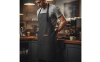 Kitchen Bib Apron Adjustable Cooking Apron Machine Washable Guard Wear for Chefs, Cooks, Cafe, Pastry Making