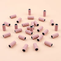 Ceramic Sanding Bands for Nail Drill with Mandrel Bits, 100 Pieces Pink Manicure File Sleeves for Shaping and Cuticle Removal, 3.0mm