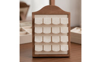 Earring Display Stand Freestanding Wooden Earring Organizer Sturdy Jewelry Display with Fabric Panel for Vanity