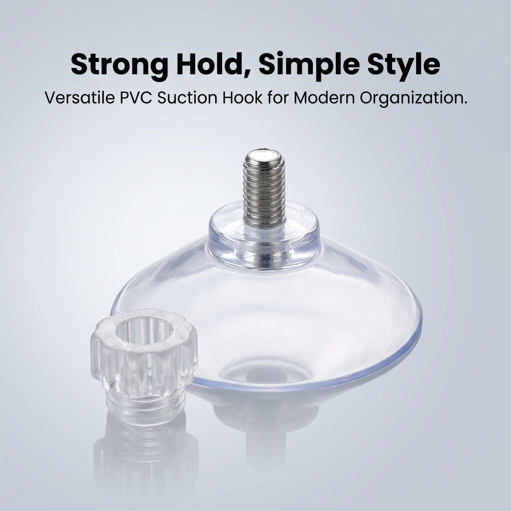 PVC Suction Cup Hook with Screw and Nut, Waterproof Suction Cup Hooks for Shower Wall Hanging, DIY for Glass Doors, 55mm Diameter 17g Weight