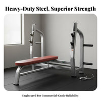 Heavy Duty Multi-Function Squat and Bench Press Rack Commercial Grade Weight Bench with Squat Rack Solid Steel Construction Multifunctional Workout Station Adjustable Safety Spotters for Weightlifters, Bodybuilders