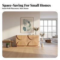 Modern design Fluted Door Console space-saving Design Storage Cabinet Internal Shelf Sideboard Rounded Corners for Apartment Dwellers, Homeowners, Families, Entryway, Living Room, Hallway, Home Office